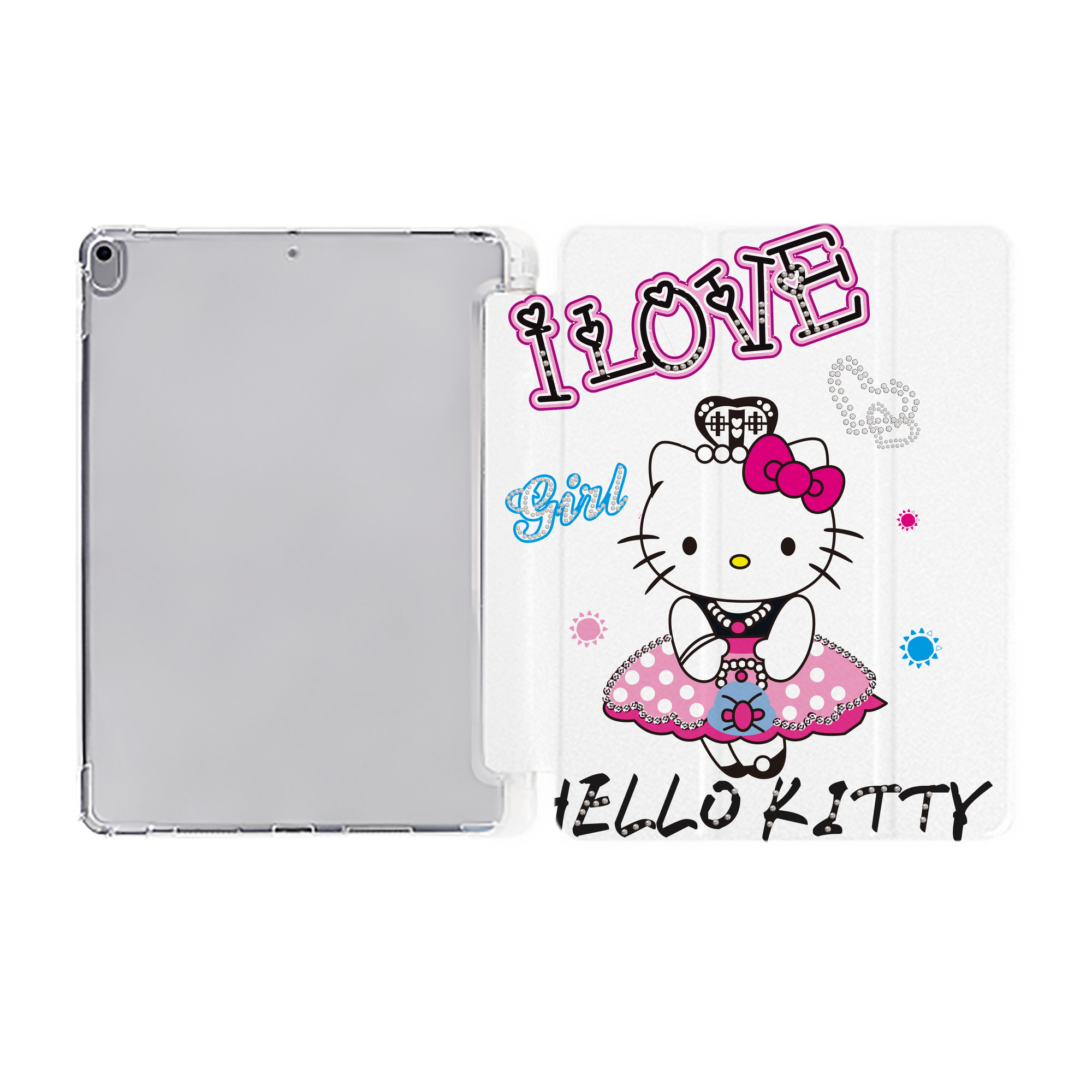 （画像用） Hello Kitty ハローキティ IPad ケース ペン収納付き 三つ折りスタンド PUレザー×シリコン 対応機種9.5/10.5/10.9インチ